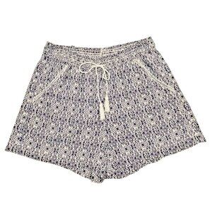 Briggs Linen Blend Boho Tassel Shorts Navy White Large